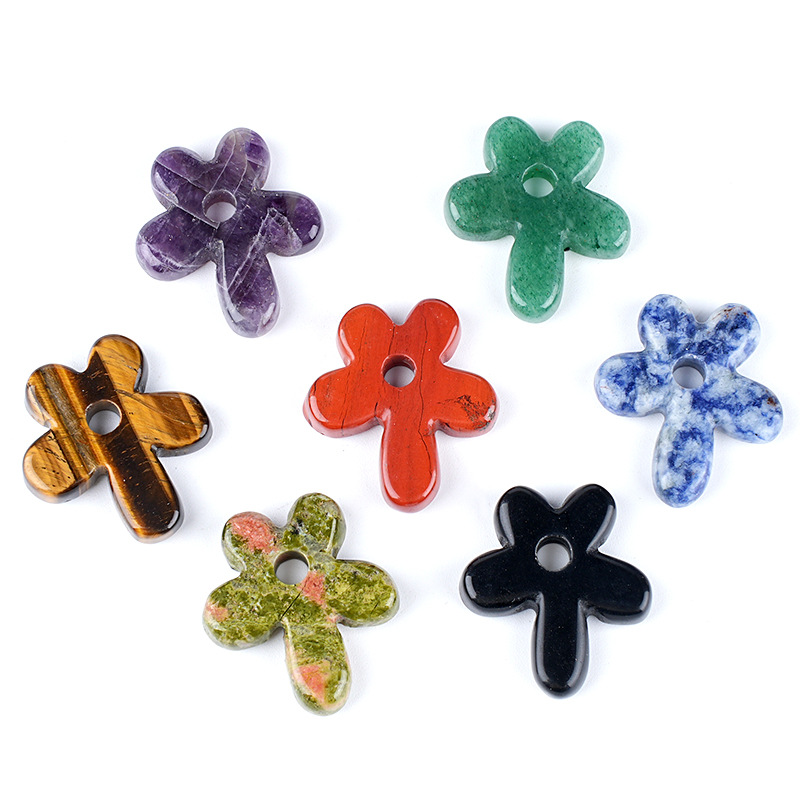 Natural Stone Flower Pendant for DIY Jewellery Making